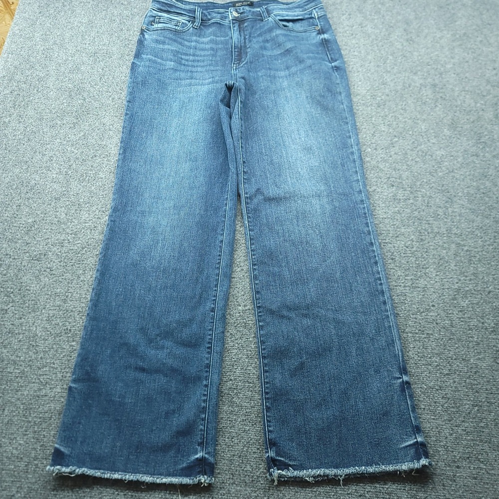 Judy Blue Wide Leg Raw Hem Jeans Medium Wash High Rise 15/32 JB82640DK-CO